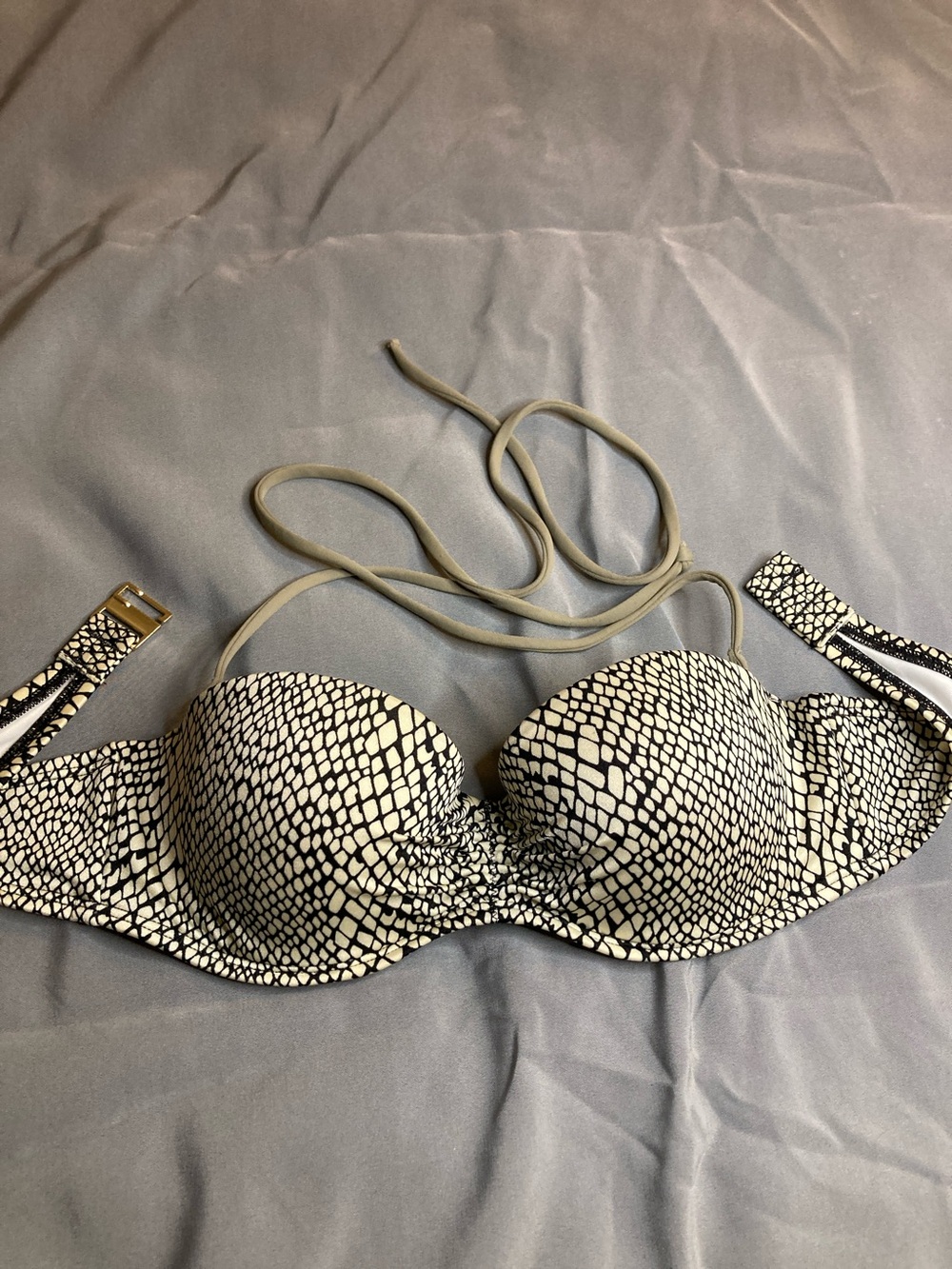 Victoria's Secret Black and White Printed Strapless Bikini Top
